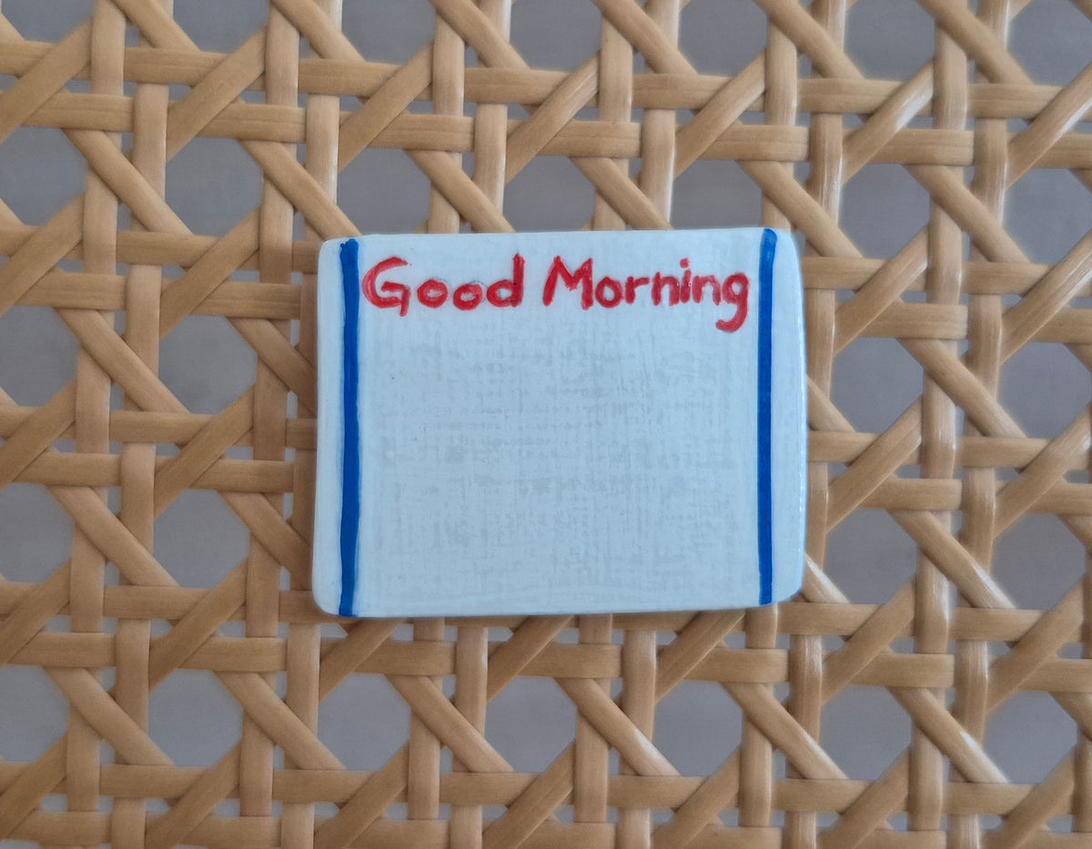 Miniature Good Morning dry-erase board pin